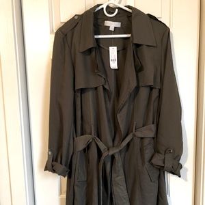 New York & Company Women’s Olive/Army Green Trench Coat, Large